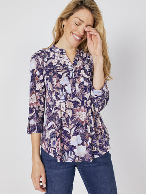 Roz & Ali Bohemian Floral Pintuck Popover - 5
