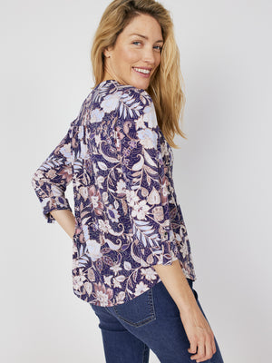 Roz & Ali Bohemian Floral Pintuck Popover - 2