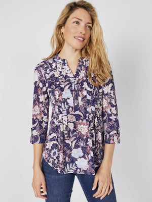 Roz & Ali Bohemian Floral Pintuck Popover - 1