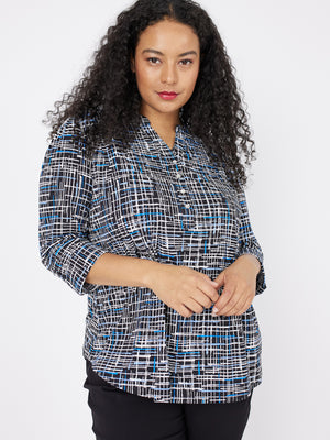 Roz & Ali Window Pane Plaid Popover - Plus - 4
