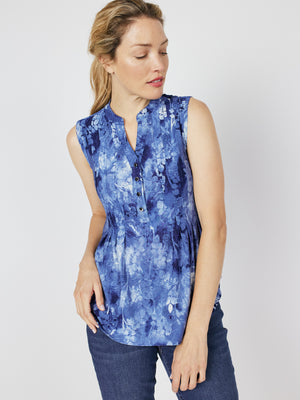 Roz & Ali Floral Tie Dye Jacquard Sleeveless Popover - 1
