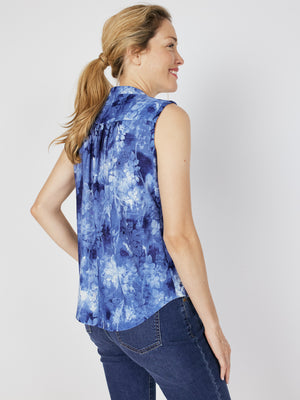Roz & Ali Floral Tie Dye Jacquard Sleeveless Popover - 2