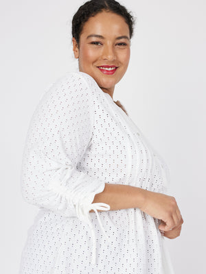 Roz & Ali Eyelet Tie Sleeve Popover - Plus - 6