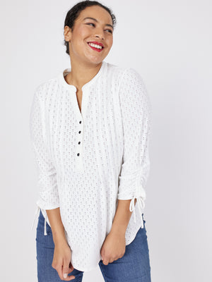 Roz & Ali Eyelet Tie Sleeve Popover - Plus - 4