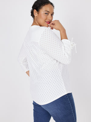 Roz & Ali Eyelet Tie Sleeve Popover - Plus - 2