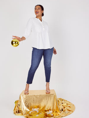 Roz & Ali Eyelet Tie Sleeve Popover - Plus - 8