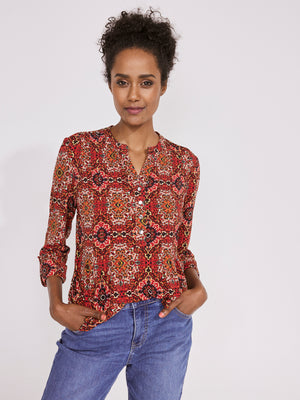 Roz & Ali Medallion Pintuck Print Popover - 7