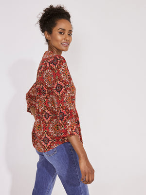 Roz & Ali Medallion Pintuck Print Popover - 4