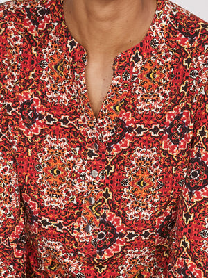 Roz & Ali Medallion Pintuck Print Popover - 3