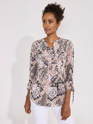 Roz & Ali Tie Sleeve Patchwork Popover - 1