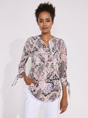 Roz & Ali Tie Sleeve Patchwork Popover - 7