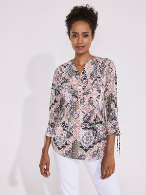 Roz & Ali Tie Sleeve Patchwork Popover - 4