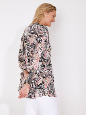 Roz & Ali Tie Sleeve Patchwork Popover - Plus - 2