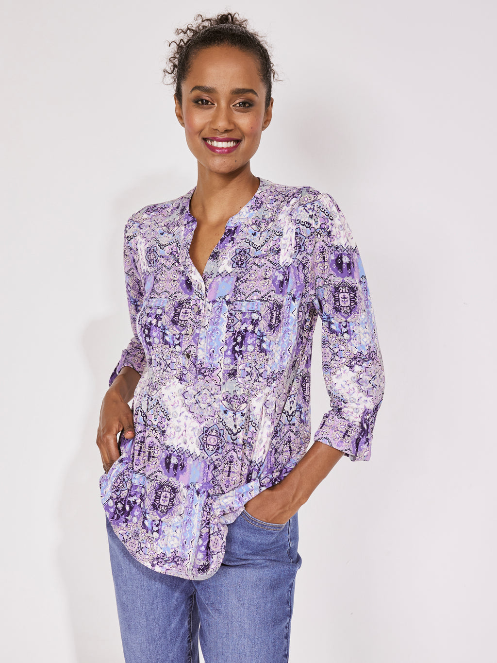Roz & Ali Denim Friendly Patchwork Popover