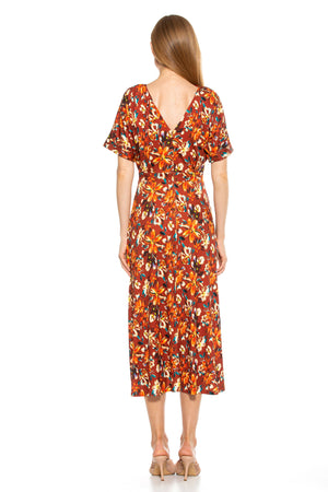 Lana Draped Boatneck Neckline Bodice Midi Dress With Slit - 7
