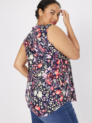 Roz & Ali Sleeveless Botanical Floral Popover - Plus - 9