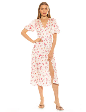 Nola V Neck Puff Sleeve Fit And Flare - 17