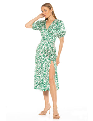 Nola V Neck Puff Sleeve Fit And Flare - 15