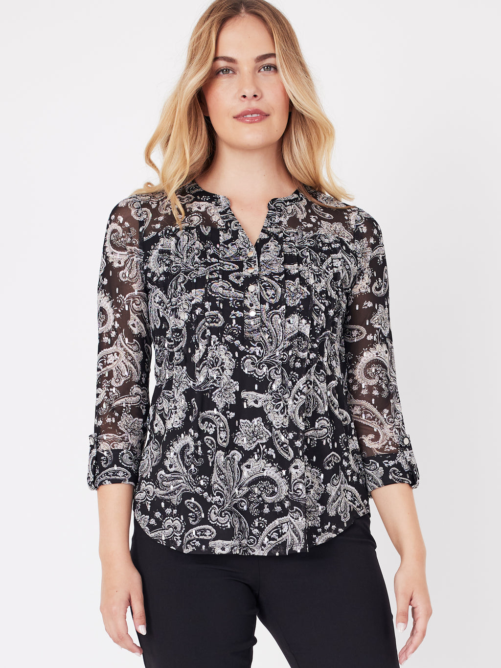Roz & Ali Paisley Foil Mesh Popover