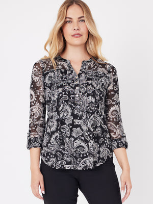 Roz & Ali Paisley Foil Mesh Popover - 1