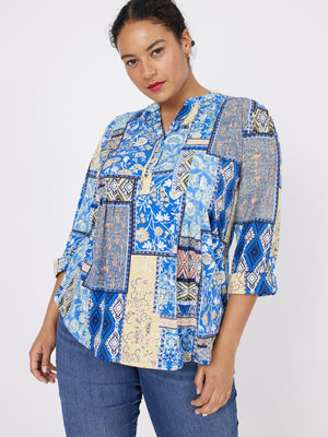 Roz & Ali Denim Friendly Patchwork Popover - Plus - 5