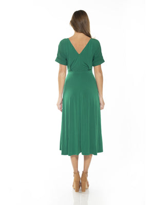 Lana Draped Boatneck Neckline Bodice Midi Dress With Slit - 25