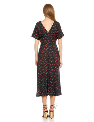 Lana Draped Boatneck Neckline Bodice Midi Dress With Slit - 65