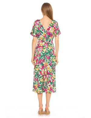 Lana Draped Boatneck Neckline Bodice Midi Dress With Slit - 47