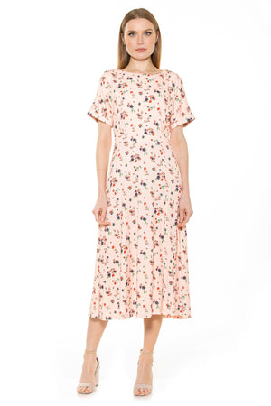 Lana Draped Boatneck Neckline Bodice Midi Dress With Slit - 20