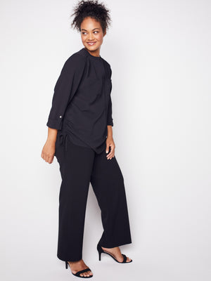 Roz & Ali Three Quarter Sleeve Side Tie Popover Blouse - Plus - 22