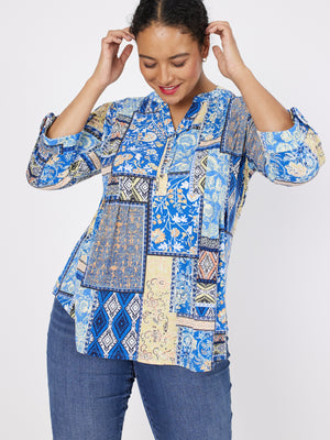 Roz & Ali Denim Friendly Patchwork Popover - Plus - 3