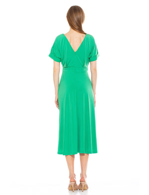 Lana Draped Boatneck Neckline Bodice Midi Dress With Slit - 37