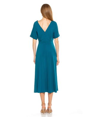 Lana Draped Boatneck Neckline Bodice Midi Dress With Slit - 31
