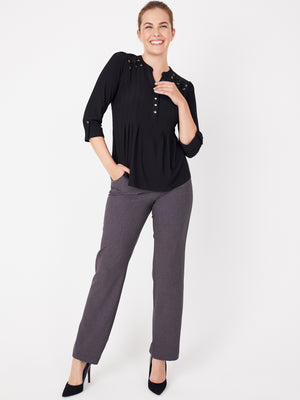 Roz & Ali Novelty Black Pintuck Popover - 5