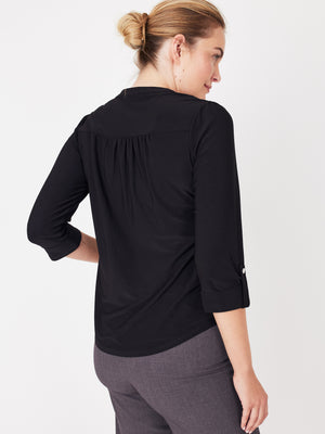 Roz & Ali Novelty Black Pintuck Popover - 4