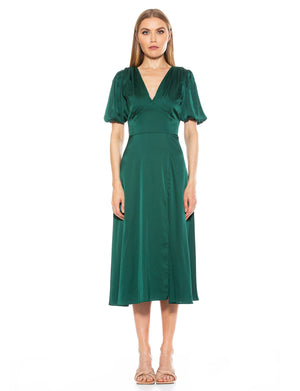 Nola V Neck Puff Sleeve Fit And Flare - 22
