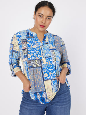 Roz & Ali Denim Friendly Patchwork Popover - Plus - 4
