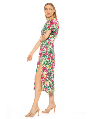 Lana Draped Boatneck Neckline Bodice Midi Dress With Slit - 51