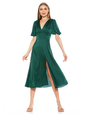 Nola V Neck Puff Sleeve Fit And Flare - 26