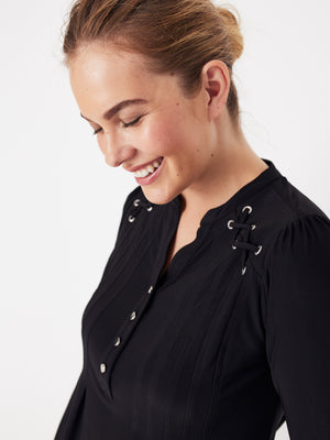 Roz & Ali Novelty Black Pintuck Popover - 6