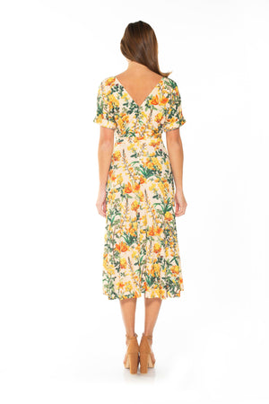 Lana Draped Boatneck Neckline Bodice Midi Dress With Slit - 18