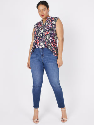 Roz & Ali Sleeveless Botanical Floral Popover - Plus - 5