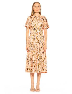 Lana Draped Boatneck Neckline Bodice Midi Dress With Slit - 45