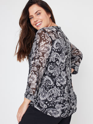 Roz & Ali Paisley Foil Mesh Popover - Plus - 3