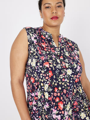 Roz & Ali Sleeveless Botanical Floral Popover - Plus - 3