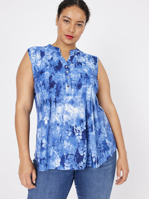Roz & Ali Floral Tie Dye Jacquard Sleeveless Popover - Plus - 5