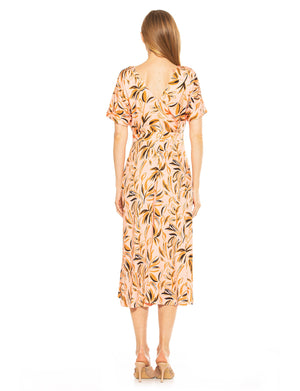 Lana Draped Boatneck Neckline Bodice Midi Dress With Slit - 41