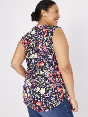 Roz & Ali Sleeveless Botanical Floral Popover - Plus - 2