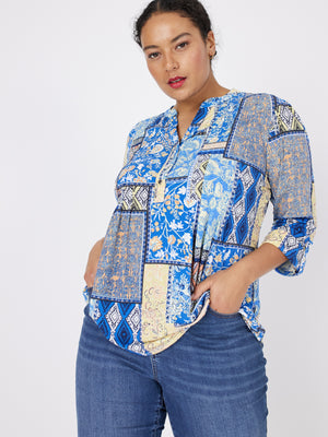 Roz & Ali Denim Friendly Patchwork Popover - Plus - 6