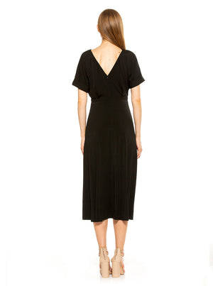 Lana Draped Boatneck Neckline Bodice Midi Dress With Slit - 53